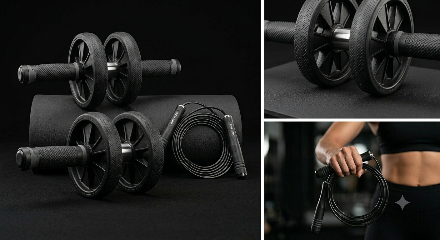 Rodillo Abdominal Pro + Comba de Alta Velocidad